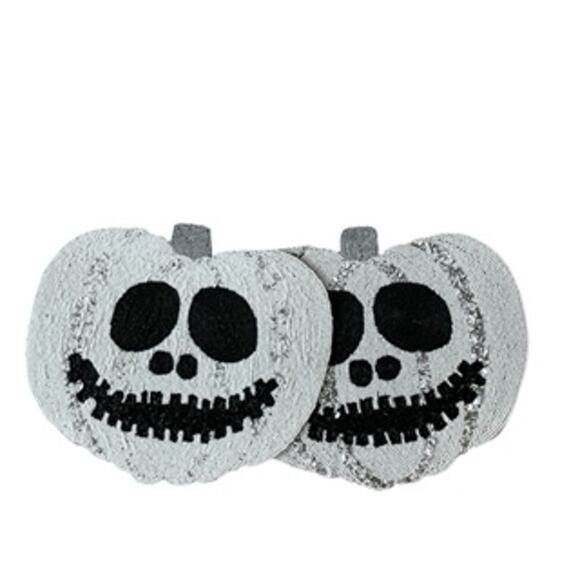 Christian Soriano HALLOWEEN JACK O LANTERN Placemats 15" Beaded Black White NEW - Picture 1 of 13